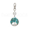 Synthetic Turquoise Chips Beads & Alloy Tree of Life Pendant Decorations HJEW-JM03128-03-2