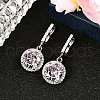 925 Sterling Silver Pave Cubic Zirconia Flat Round Hoop Earrings EJEW-C150-01C-02-1