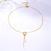 Stainless Steel Pave Shell Flower Tassel Pendant Necklaces for Women PT8035-6