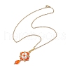 Handmade Glass Seed Beads and Glass Pearl Round Pendants Necklaces NJEW-MZ00057-03-4