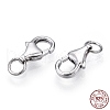 Rhodium Plated 925 Sterling Silver Lobster Claw Clasps STER-T004-82B-P-4