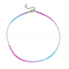 Faceted Rondelle Glass Beaded Necklace for Women NJEW-M208-01K-3