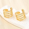 Brass Micro Pave Clear Cubic Zirconia Cuff Earrings EJEW-K309-08G-2