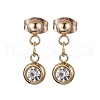 Flat Round 201 Stainless Steel Rhinestone Stud Dangle Earrings for Women EJEW-JE05920-1