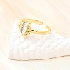 Ocean Theme Brass Micro Pave Cubic Zirconia Cuff Rings for Women RJEW-F184-17D-G-3