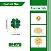 SUPERFINDINGS 12Pcs Saint Patrick's Day Alloy Enamel Shamrock Brooch JEWB-FH0001-64B-2