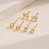 3Pairs Stainless Steel Bowknot & Round Stud Earrings XC9649-5