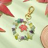 Natural & Synthetic Gemstone Chips Beads & Maple Leaf Alloy Enamel Pendant Decoration KEYC-JKC01018-04-2
