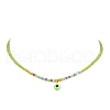Resin Evil Eye Pendant Necklace with Glass Seed Beaded Chains NJEW-JN04378-5
