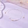 Natural Round Moonstone Beads Braided Bead Bracelets for Women BJEW-JB11655-02-1