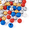 Fashewelry 50Pcs 5 Styles Painted Natural Wood Beehive European Beads WOOD-FW0001-01-23