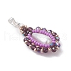 3Pcs Glass Seed Beaded Teardrop Pendants PALLOY-MZ00578-5