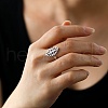 Non-Tarnish Hollow Out Leaf 304 Stainless Steel Open Cuff Ring for Women RJEW-E073-08P-4