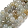 Faceted Natural Dragon Veins Agate Beads Strands G-F447-12mm-I01-2