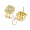 Square Brass Micro Pave Cubic Zirconia Stud Earrings Finding KK-E083-03G-2