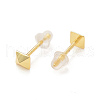 Rack Plating Brass Pyramid Stud Earrings for Women KK-B069-03G-2