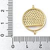 Rack Plating Brass Micro Pave Clear Cubic Zirconia Flat Round Connector Charms KK-A234-074G-3
