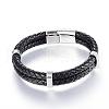 Braided Leather Cord Mkulti-strand Bracelets BJEW-K141-13-1