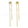 Mother's Day Jewellery Natural Pearl Beaded Tassel Dangle Stud Earrings EJEW-JE05514-01-1