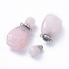 Faceted Natural Rose Quartz Openable Perfume Bottle Pendants G-E564-10B-P-1