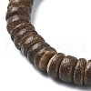 Dyed Natural Lava Rock & Coconut Rondelle Beaded Stretch Bracelet BJEW-JB09678-4