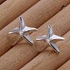 Starfish Silver Color Plated Brass Stud Earrings EJEW-BB11877-1