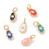 Brass Enamel Pendants ZIRC-I026-01G-1