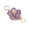10Pcs 10 Styles Natural Amazonite & Apatite & Rose Quartz & Amethyst & Red Agate Faceted Round Beaded Flower Connector Charms PALLOY-JF03605-5