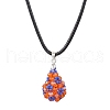 3Pcs 3 Colors Glass Seed Beaded Teardrop Pendant Necklaces NJEW-MZ00069-3