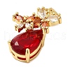 Rack Plating Brass Micro Pave Cubic Zirconia Pendants KK-P241-18G-04-2