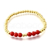 ABS Imitation Pearl Round Beads Stretch Bracelets for Women BJEW-D317-12B-G-4