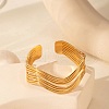 Multilayer Wave 304 Stainless Steel Cuff Bangles for Women BJEW-U032-18G-1