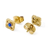 Capri Blue Rhinestone Square Stud Earrings EJEW-P212-25G-2