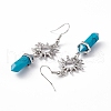 Synthetic Turquoise Bullet with Sun Dangle Earrings EJEW-I276-01P-11-4