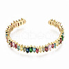 Brass Micro Pave Cubic Zirconia Cuff Bangles BJEW-S142-012-NF-2