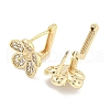 Brass Micro Pave Cubic Zirconia Hoop Earring Findings KK-S386-04G-2