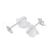 Anti-Tarnish Rhodium Plated 999 Fine Silver Flower Stud Earrings for Women EJEW-S215-02P-3