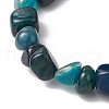 Natural Agate Nuggets Beaded Stretch Bracelets for Men Women BJEW-JB11957-01-4