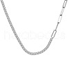 Rhodium Plated 925 Sterling Silver Pave Clear Cubic Zirconia Paperclip Chain Necklaces for Women NJEW-Q342-10P-1