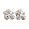 304 Stainless Steel with Plastic Imitation Pearl Stud Earrings for Women EJEW-Z057-04P-1