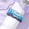 3Pcs Natural Aquamarine & Natural Lapis Lazuli & Synthetic Turquoise Chip Beaded Stretch Bracelet Sets BJEW-JB10861-2