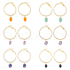 6 Pair 6 Style Natural Mixed Gemstone Nuggets Dangle Hoop Earrings EJEW-AB00050-1