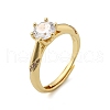 Brass Micro Pave Clear Cubic Zirconia Finger Rings for Women RJEW-U049-05G-4