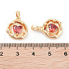 Brass Micro Pave Cubic Zirconia Pendants KK-C051-40G-01-3