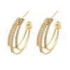 Triple C-Shaped Brass Micro Pave Clear Cubic Zirconia Stud Earrings EJEW-R025-29G-4
