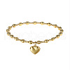 Heart Stainless Steel Bead Stretch Bracelets for Women BK4373-2-1