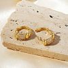 Elegant Brass Clear Cubic Zirconia Rectangle Hoop Earrings XT4885-2-2