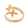 Ion Plating(IP) 304 Stainless Steel Double Cross Open Cuff Ring for Women RJEW-C025-32G-3