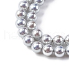 UV Plating Pearlized Glass Pearl Beads Strands GLAA-F128-01A-T12-3