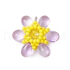 Beaded Flower Charms PALLOY-MZ00438-02-1